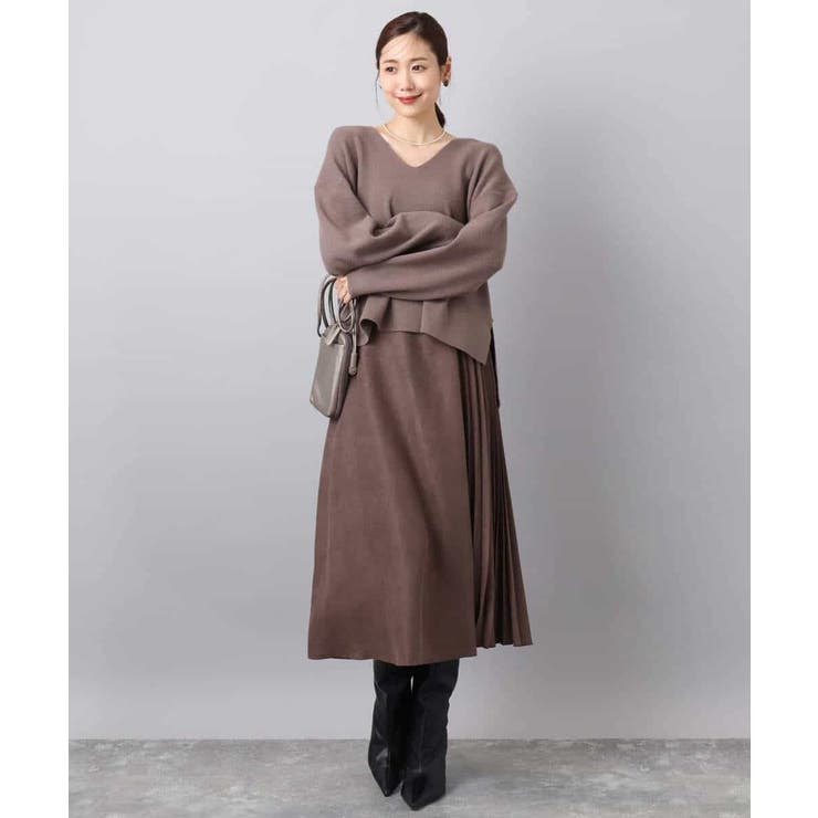 片畦編みVネックニット/洗える | MK MICHEL KLEIN | 詳細画像3 