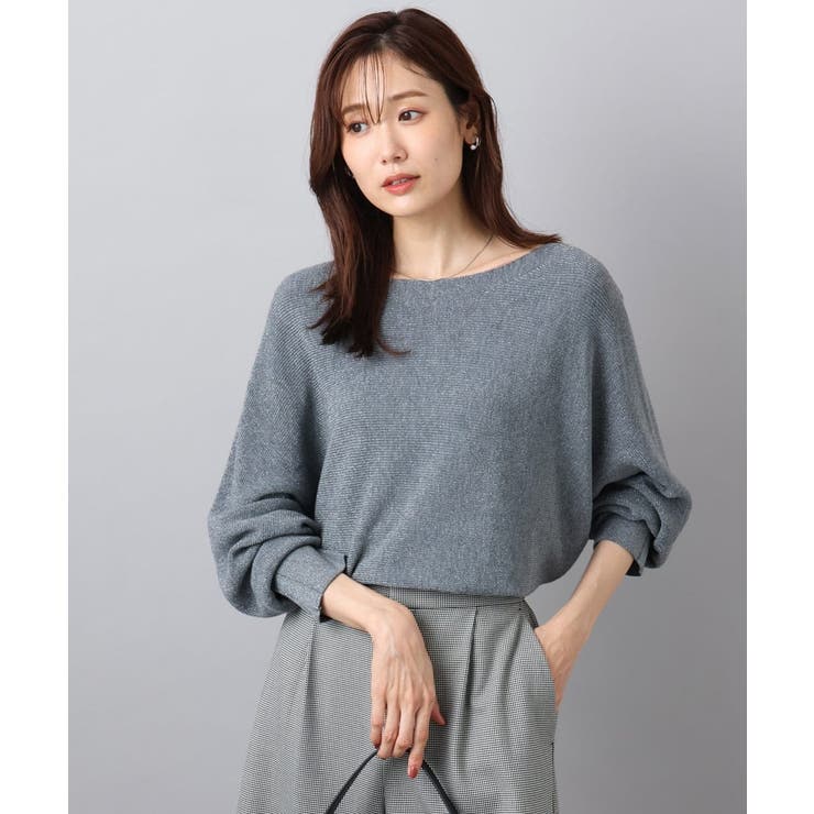 グレー | ラメ入りドルマンスリーブ畦編みニット/洗える | MK MICHEL KLEIN