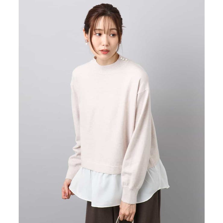 ベージュ | レイヤードデザインチュニックニット/洗える | MK MICHEL KLEIN