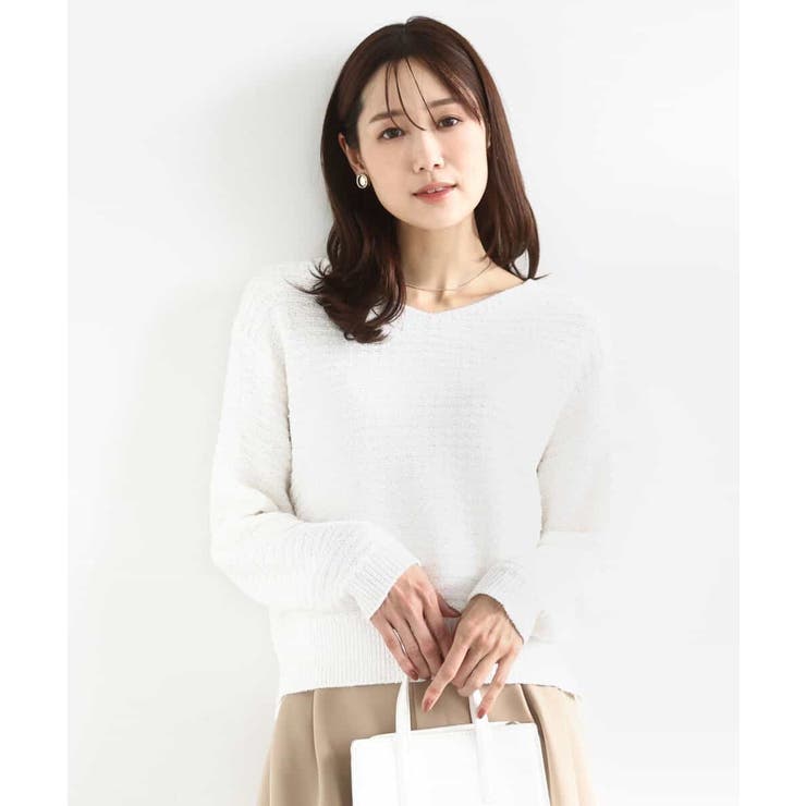 アイボリー | ツィーディーVネックニット/洗える | MK MICHEL KLEIN