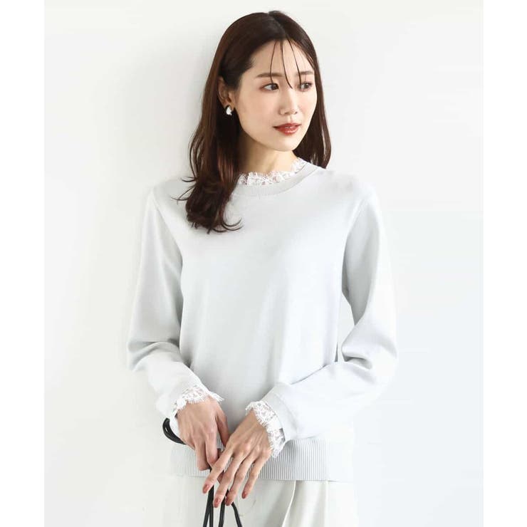 ライトグレー | レースデザインコンパクトニット/洗える | MK MICHEL KLEIN