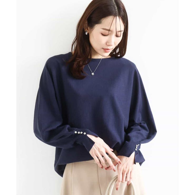 ネイビー | ドルマンスリーブニット/洗える | MK MICHEL KLEIN