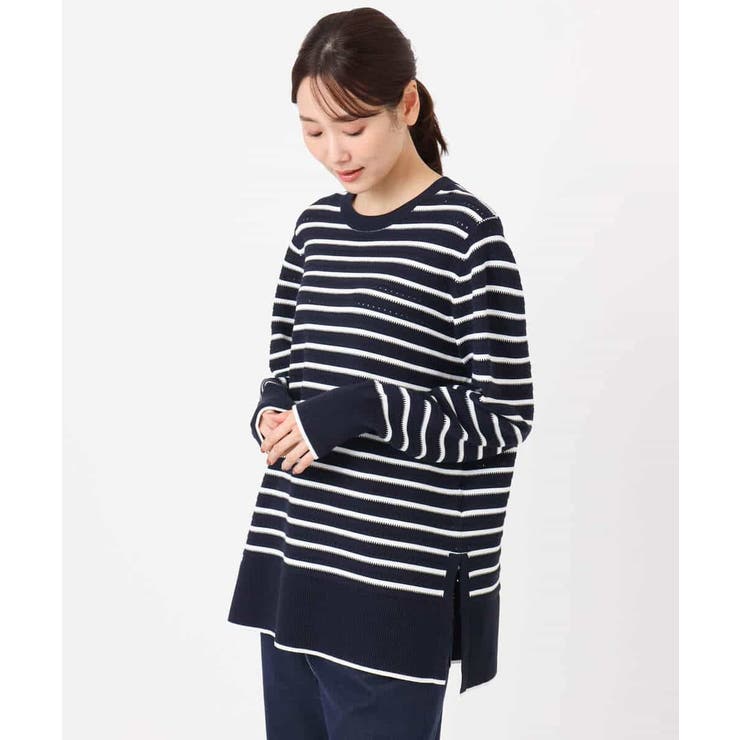 柄編みボーダーニット | MK MICHEL KLEIN | 詳細画像12 