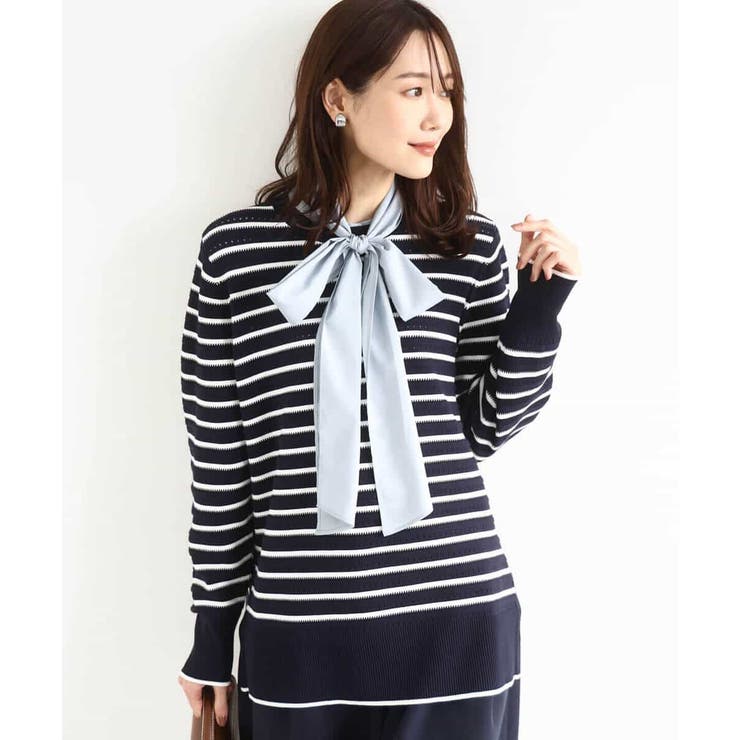 柄編みボーダーニット | MK MICHEL KLEIN | 詳細画像8 