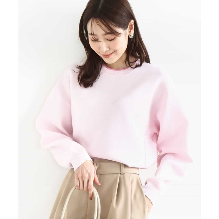 ピンク | スウェットライククルーネックニット/洗える | MK MICHEL KLEIN