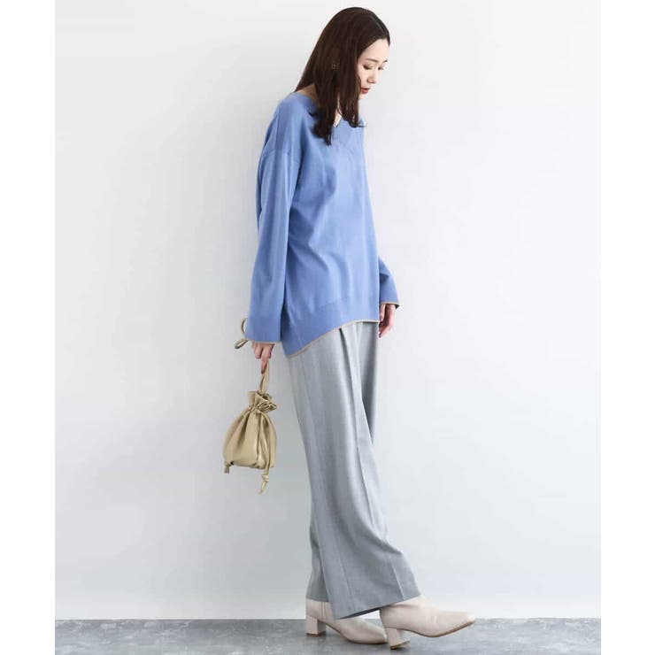 配色ラインVネックニット/洗える | MK MICHEL KLEIN | 詳細画像12 