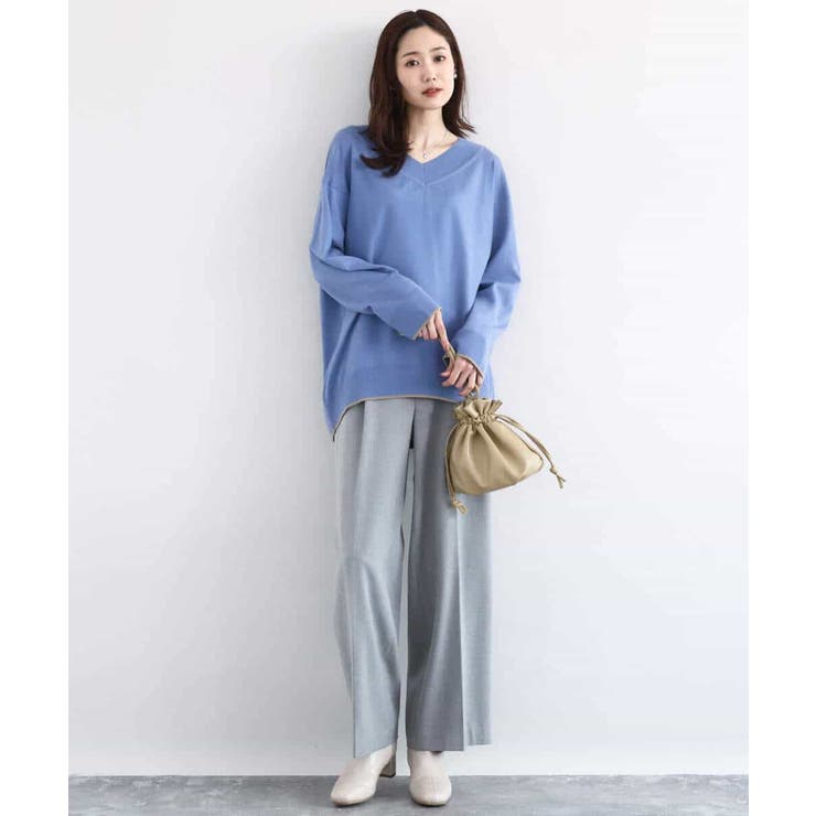 配色ラインVネックニット/洗える | MK MICHEL KLEIN | 詳細画像13 