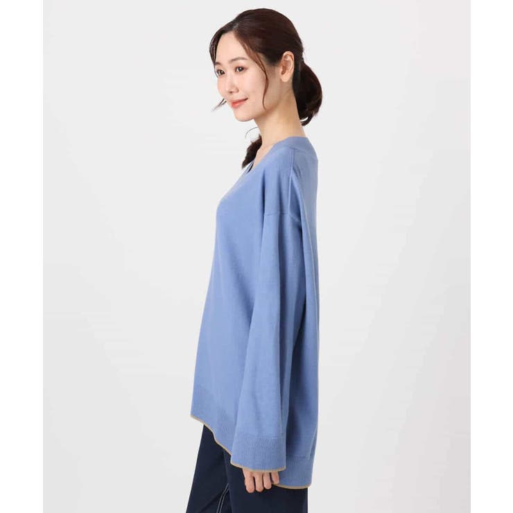 配色ラインVネックニット/洗える | MK MICHEL KLEIN | 詳細画像15 