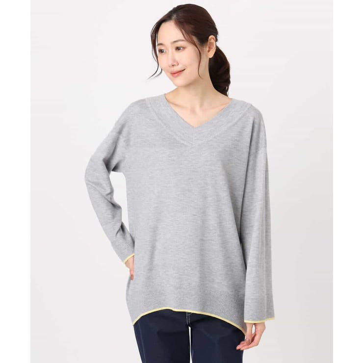 配色ラインVネックニット/洗える | MK MICHEL KLEIN | 詳細画像21 
