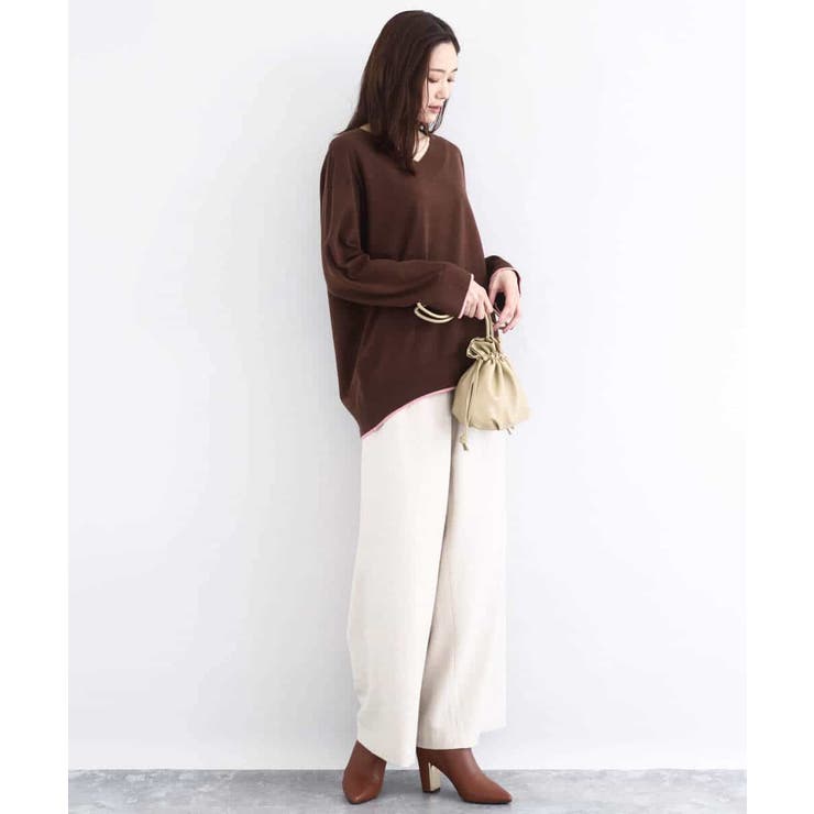 配色ラインVネックニット/洗える | MK MICHEL KLEIN | 詳細画像3 