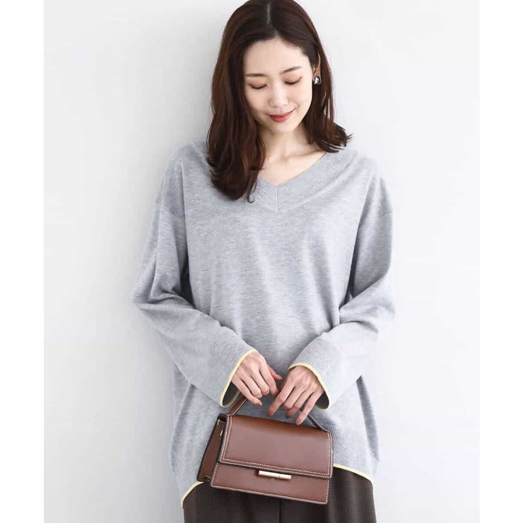 配色ラインVネックニット/洗える | MK MICHEL KLEIN | 詳細画像6 