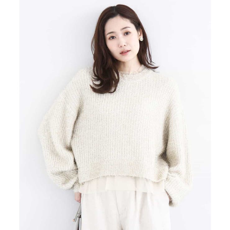 アイボリー | ミニフリルデザインキラキラニット/洗える | MK MICHEL KLEIN