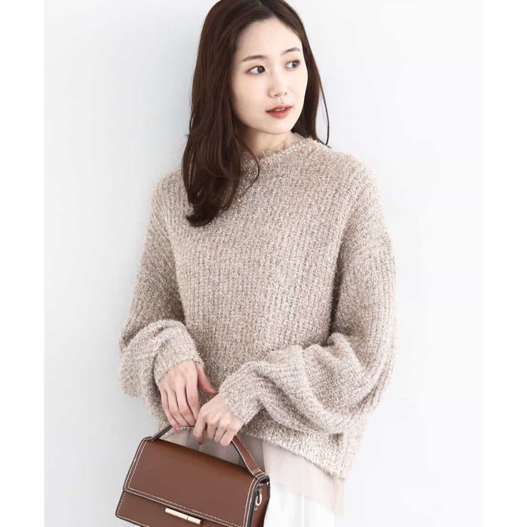 モカ | ミニフリルデザインキラキラニット/洗える | MK MICHEL KLEIN