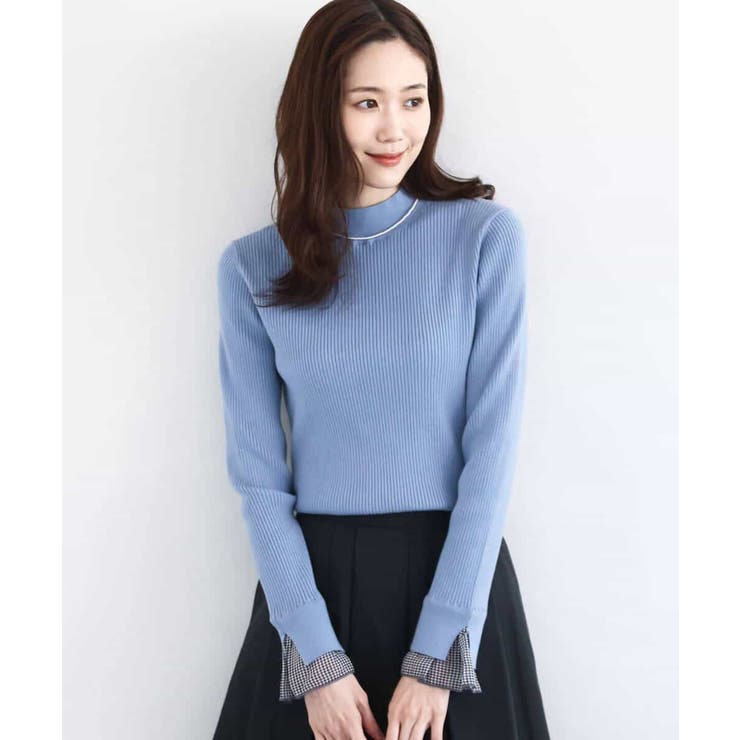 千鳥格子柄シフォンレイヤード風ハイゲージニット/洗える | MK MICHEL KLEIN | 詳細画像10 