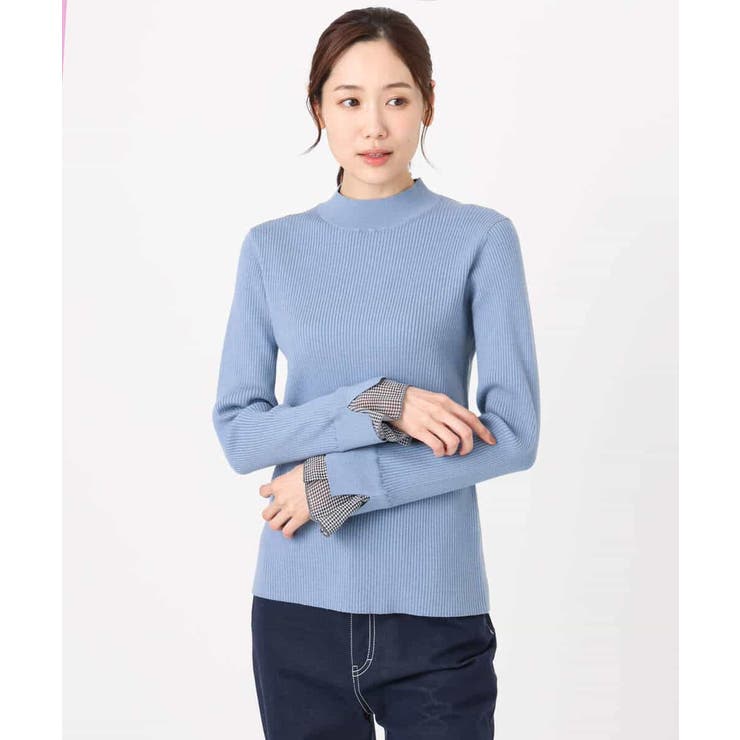 千鳥格子柄シフォンレイヤード風ハイゲージニット/洗える | MK MICHEL KLEIN | 詳細画像14 