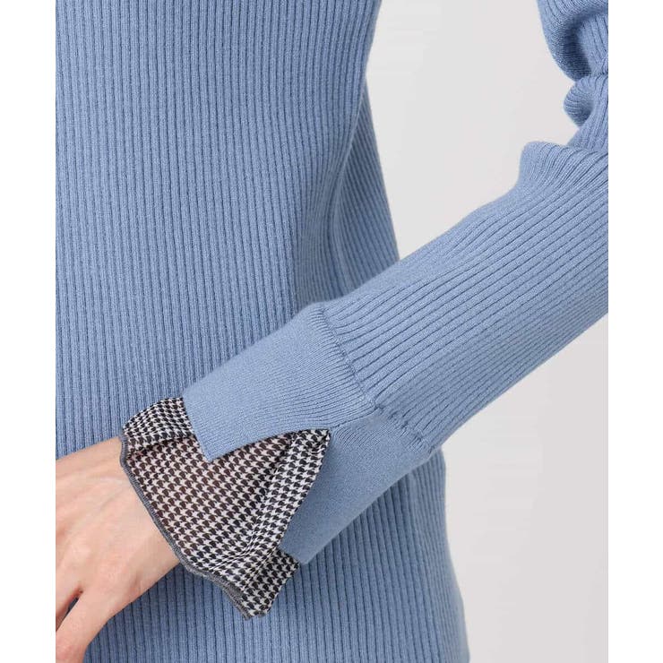 千鳥格子柄シフォンレイヤード風ハイゲージニット/洗える | MK MICHEL KLEIN | 詳細画像18 