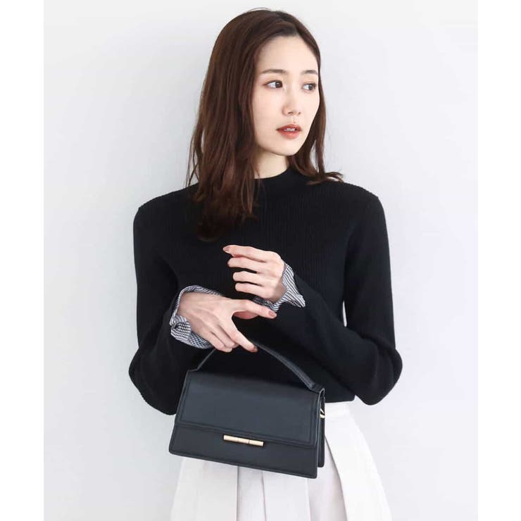 千鳥格子柄シフォンレイヤード風ハイゲージニット/洗える | MK MICHEL KLEIN | 詳細画像2 