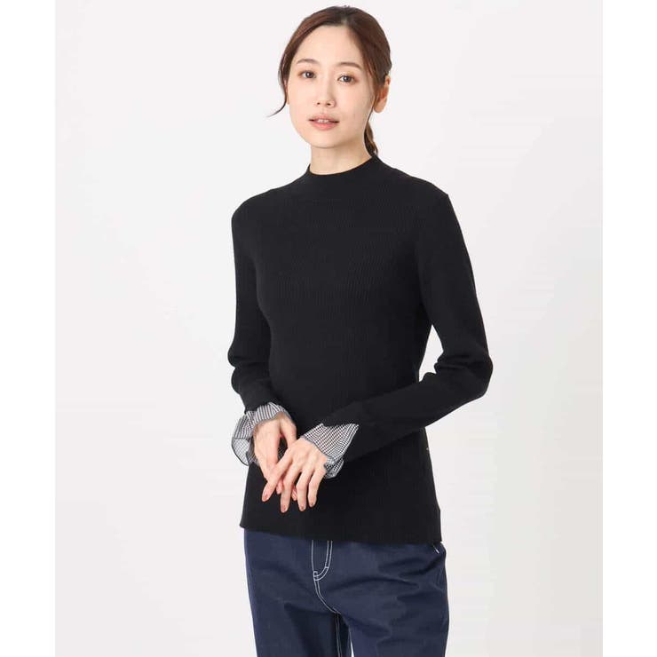 千鳥格子柄シフォンレイヤード風ハイゲージニット/洗える | MK MICHEL KLEIN | 詳細画像24 