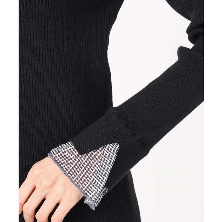 千鳥格子柄シフォンレイヤード風ハイゲージニット/洗える | MK MICHEL KLEIN | 詳細画像25 