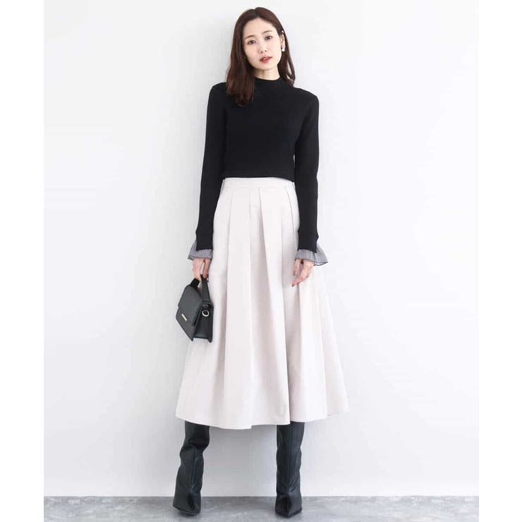 千鳥格子柄シフォンレイヤード風ハイゲージニット/洗える | MK MICHEL KLEIN | 詳細画像4 