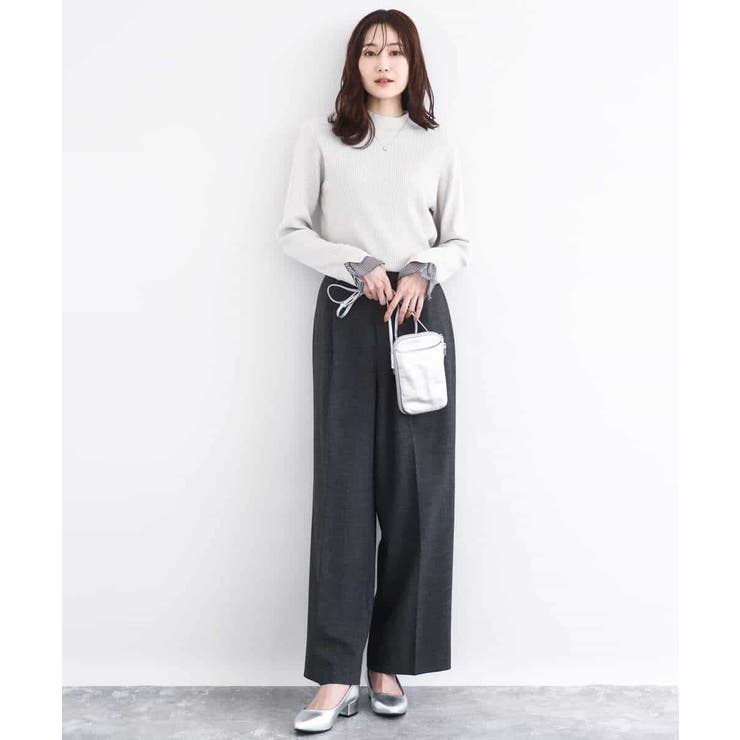 千鳥格子柄シフォンレイヤード風ハイゲージニット/洗える | MK MICHEL KLEIN | 詳細画像7 