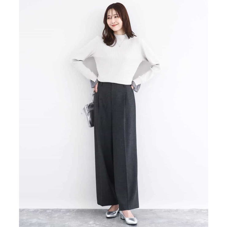 千鳥格子柄シフォンレイヤード風ハイゲージニット/洗える | MK MICHEL KLEIN | 詳細画像8 