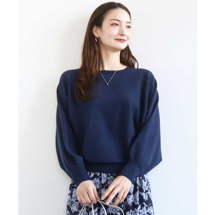 ネイビー | 前後2wayラメドルマンニット/洗える | MK MICHEL KLEIN