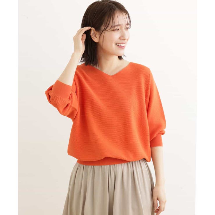 ラメニット　ドルマンスリーブ　オレンジ ドルマンスリーブエアリーニット - SOÉJU online store｜上質な大人の