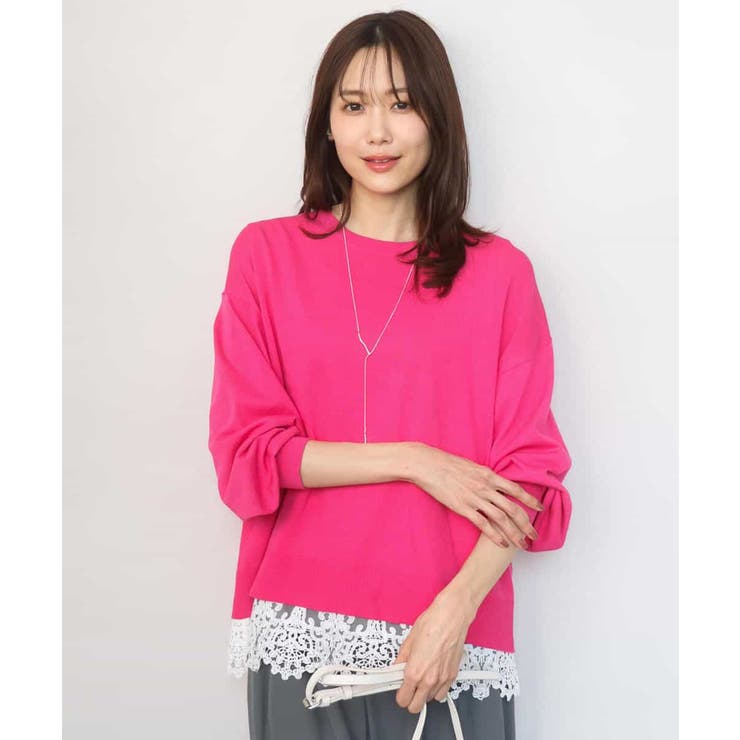 ハイゲージニット×裾レースタンクトップセット/洗える | MK MICHEL KLEIN | 詳細画像6 