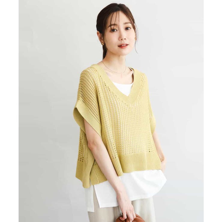 [洗える]メッシュ編みニットベスト×タンクトップ ツインセット | MK MICHEL KLEIN | 詳細画像11 