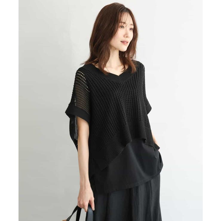 [洗える]メッシュ編みニットベスト×タンクトップ ツインセット | MK MICHEL KLEIN | 詳細画像2 