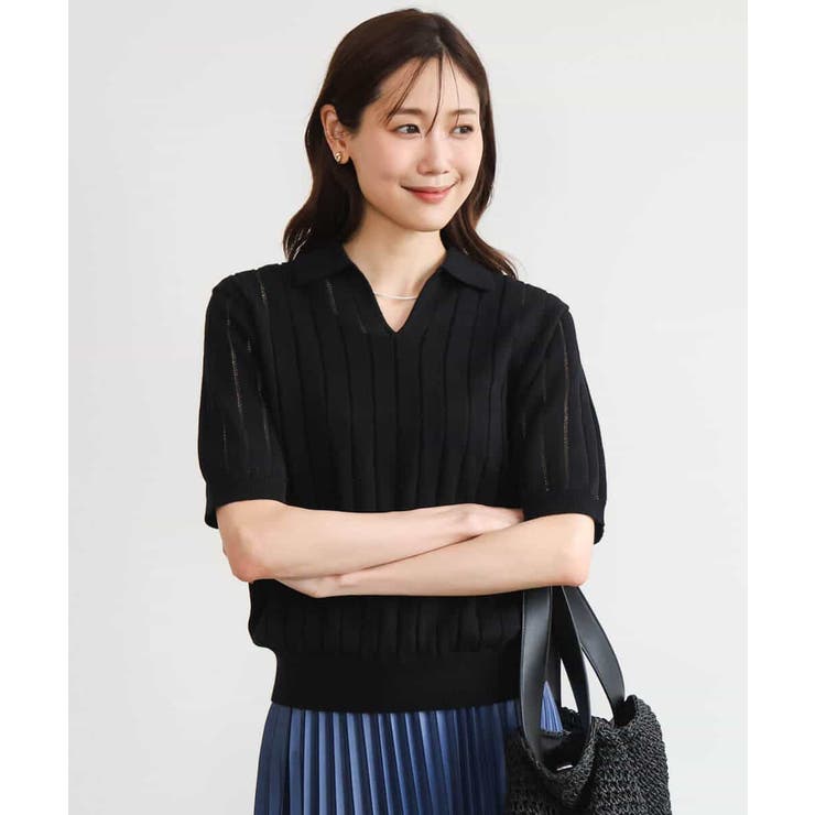 [洗える]衿付きスキッパーデザインニット | MK MICHEL KLEIN | 詳細画像12 