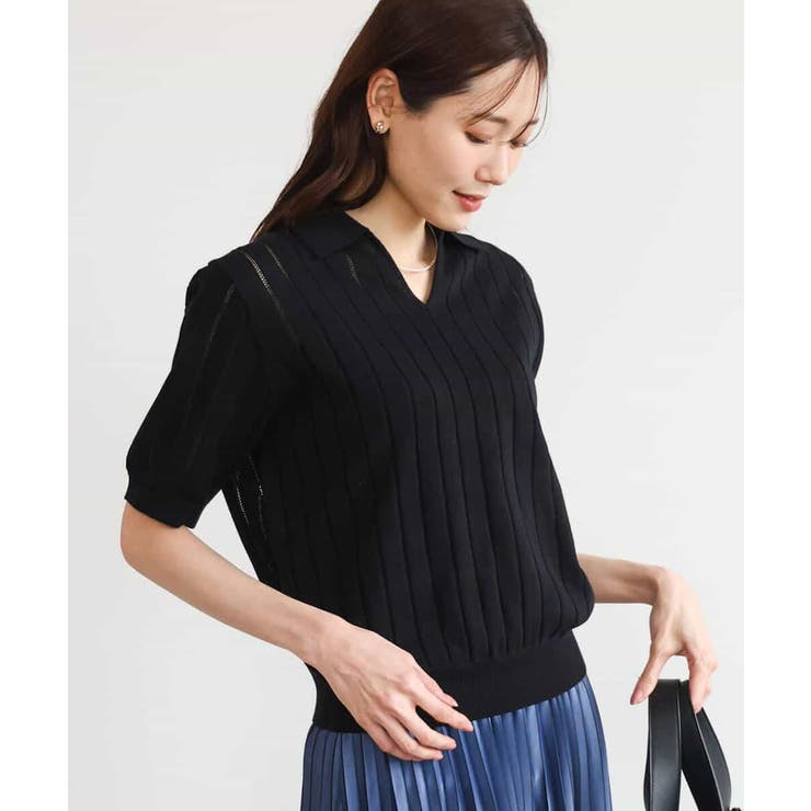 [洗える]衿付きスキッパーデザインニット | MK MICHEL KLEIN | 詳細画像13 