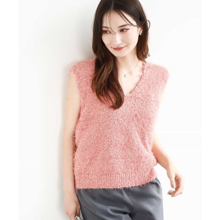 ラメシャギーニットジレ/前後2way/洗える | MK MICHEL KLEIN | 詳細画像1 