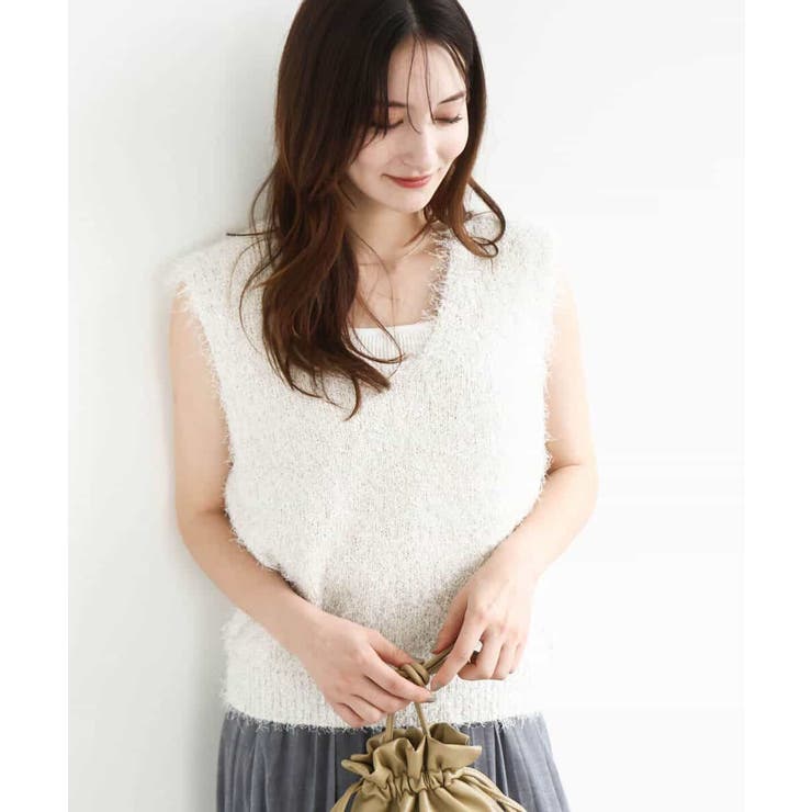 ラメシャギーニットジレ/前後2way/洗える | MK MICHEL KLEIN | 詳細画像2 