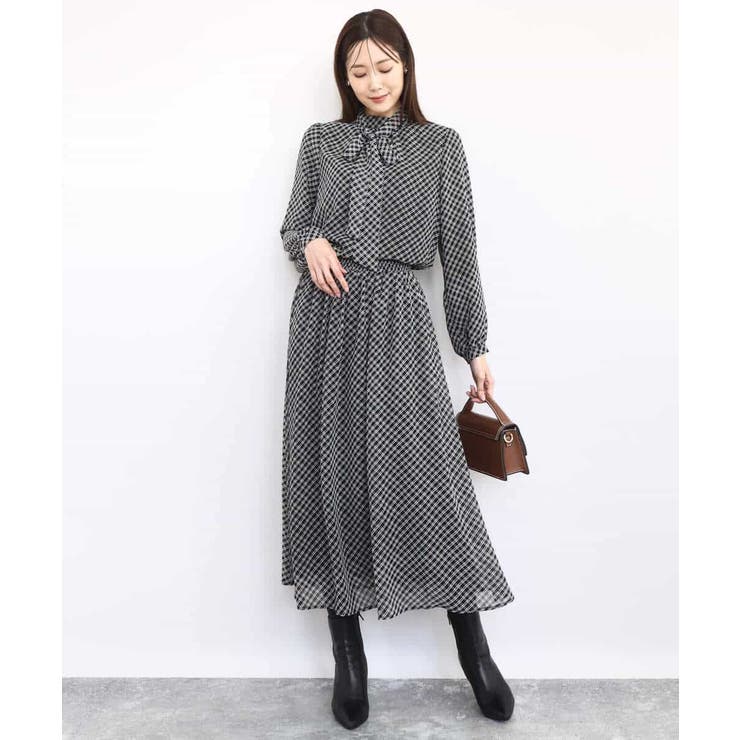 チェック柄シフォンスカート/洗える | MK MICHEL KLEIN | 詳細画像18 