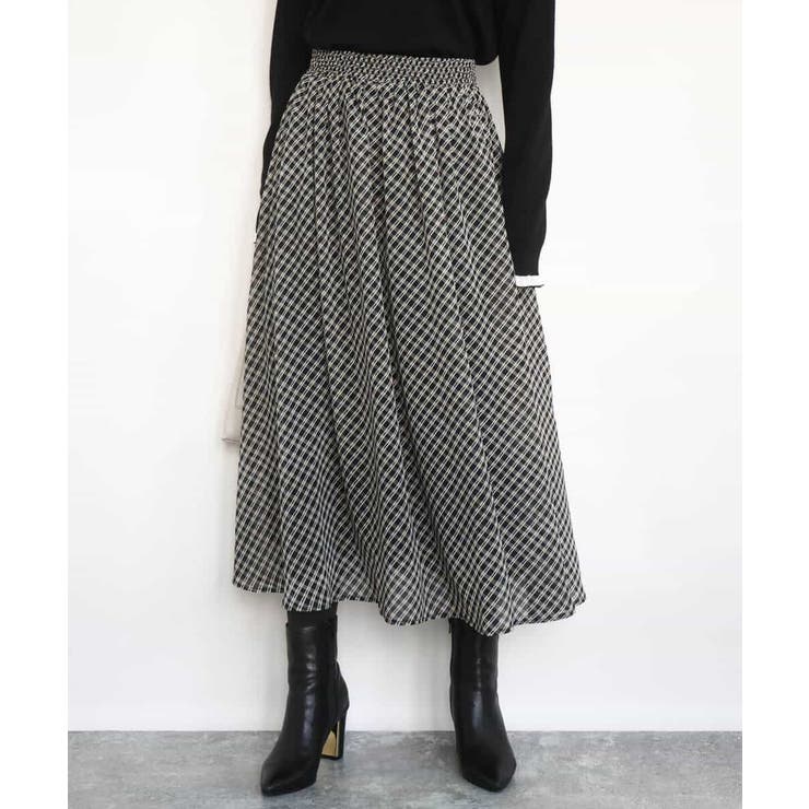 チェック柄シフォンスカート/洗える | MK MICHEL KLEIN | 詳細画像2 