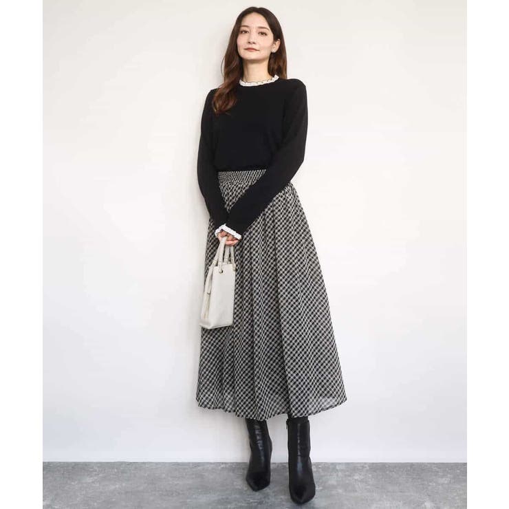チェック柄シフォンスカート/洗える | MK MICHEL KLEIN | 詳細画像3 