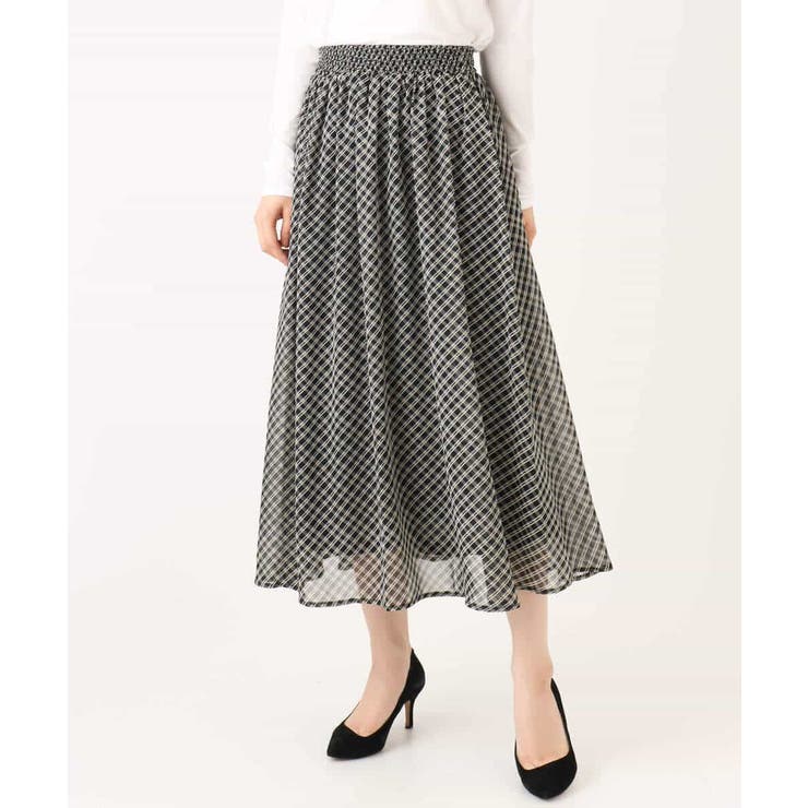 チェック柄シフォンスカート/洗える | MK MICHEL KLEIN | 詳細画像32 