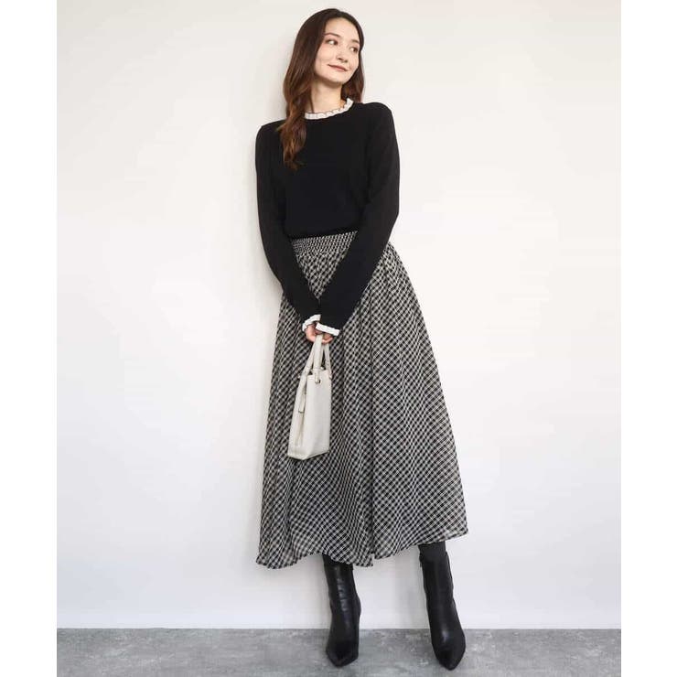 チェック柄シフォンスカート/洗える | MK MICHEL KLEIN | 詳細画像4 