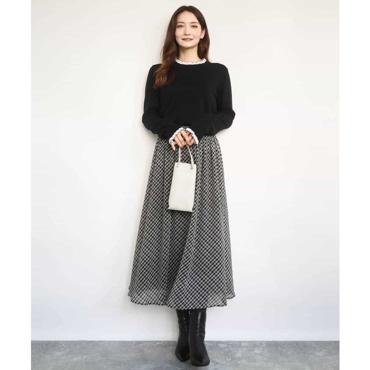 チェック柄シフォンスカート/洗える | MK MICHEL KLEIN | 詳細画像5 