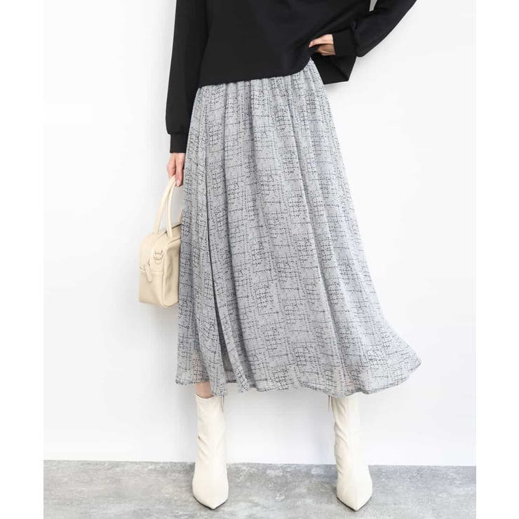 ツイード調チェックプリント シフォンスカート/洗える | MK MICHEL KLEIN | 詳細画像1 
