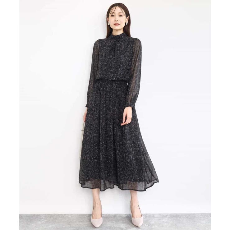 ツイード調チェックプリント シフォンスカート/洗える | MK MICHEL KLEIN | 詳細画像4 
