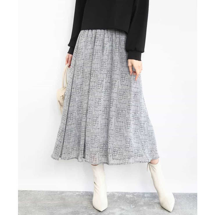 ツイード調チェックプリント シフォンスカート/洗える | MK MICHEL KLEIN | 詳細画像6 