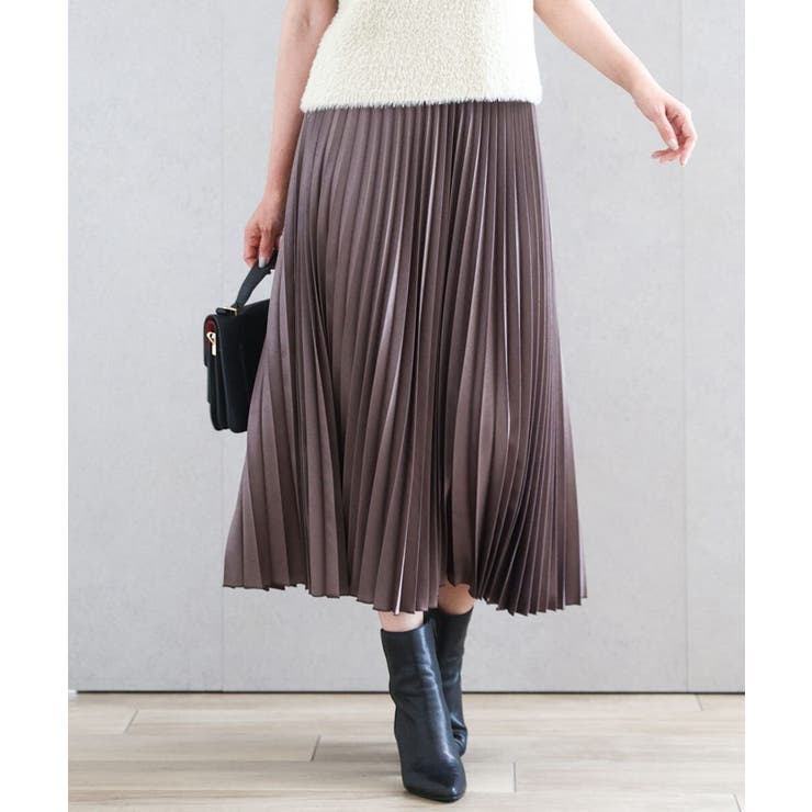 レザー調ランダムプリーツスカート/洗える | MK MICHEL KLEIN | 詳細画像1 