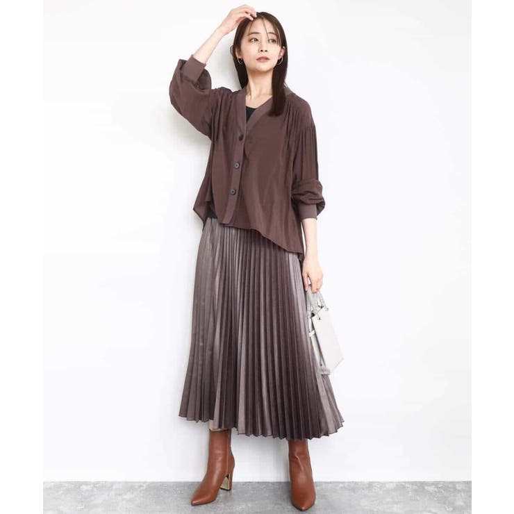 レザー調ランダムプリーツスカート/洗える | MK MICHEL KLEIN | 詳細画像8 