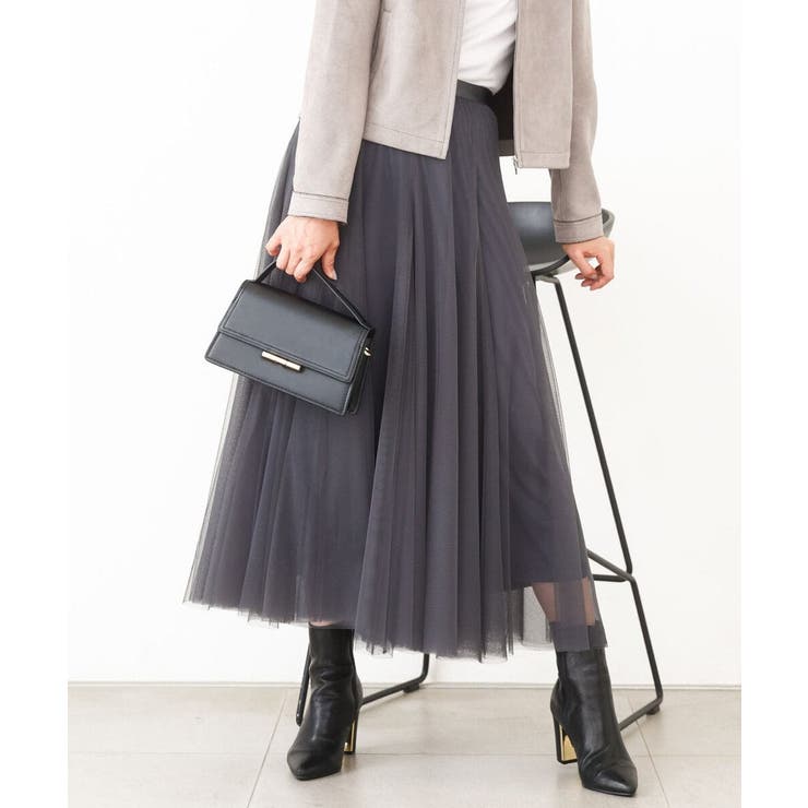 ダークグレー | ボリュームチュールスカート/洗える | MK MICHEL KLEIN