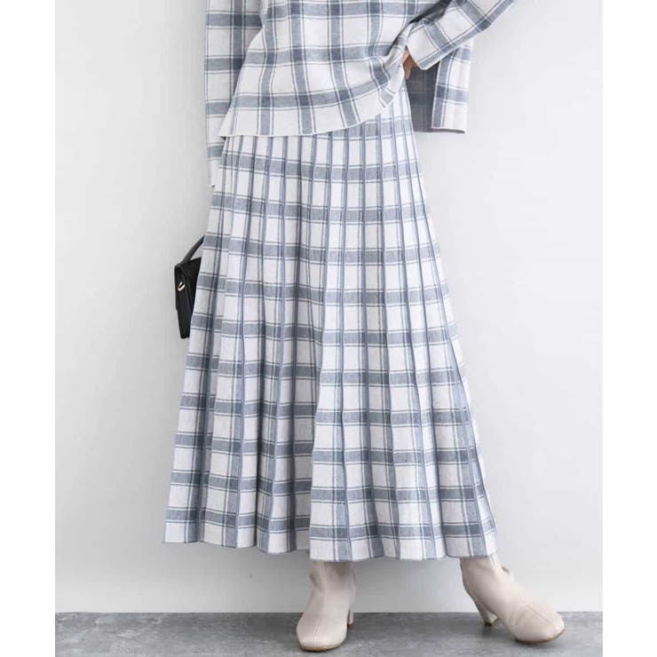 チェック柄プリーツニットスカート/洗える | MK MICHEL KLEIN | 詳細画像2 