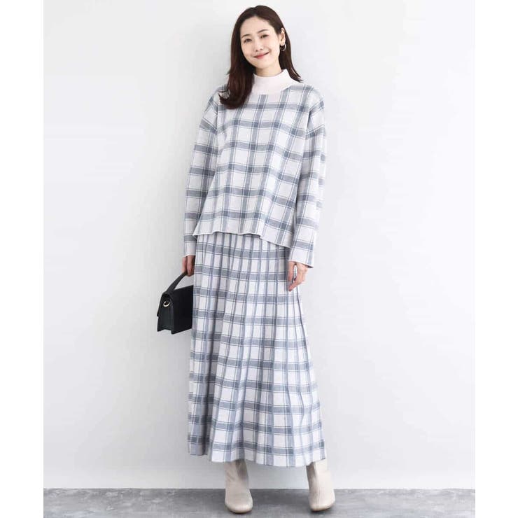 チェック柄プリーツニットスカート/洗える | MK MICHEL KLEIN | 詳細画像3 