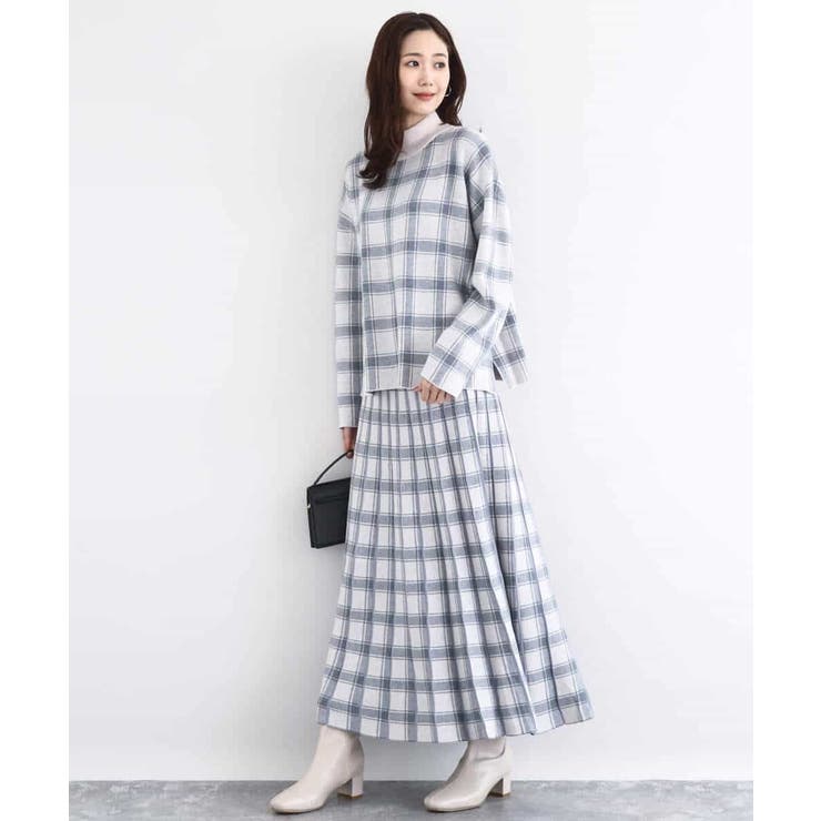 チェック柄プリーツニットスカート/洗える | MK MICHEL KLEIN | 詳細画像5 